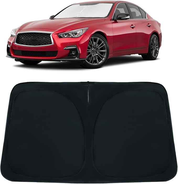 Windshield Sun Shade for Infiniti Q50 2014-2024 Car Front Window Sunshade with 240T Sun Visor Protector Blocks UV Rays Heat Sun Shield Accessories