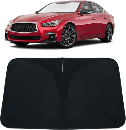 Windshield Sun Shade for Infiniti Q50 2014-2024 Car Front Window Sunshade with 240T Sun Visor Protector Blocks UV Rays Heat Sun Shield Accessories