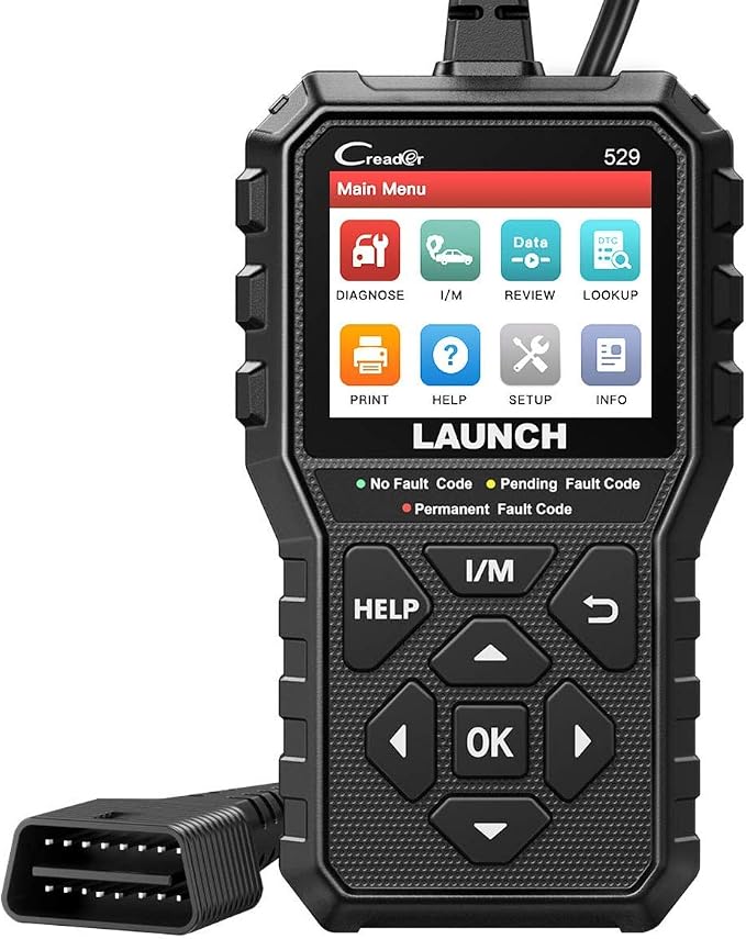 Launch CR529 OBD2 Scanner Diagnostic Tool, Full OBD2 Scanner for Car, Free Lifetime Upd. Check-Egine-Light Code Reader, 5 Years. Backup, Clear Codes, One Click I/M, for DIYers with Cars After 1996