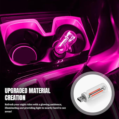 USB LED Car Interior Atmosphere Light, Car USB Night Light, Plug-in Auto Ambient Lighting Retro Lamps, Touch Adjustment LED Automotive Night Lamp Auto Accessories for bedrooms Camping (Pink)