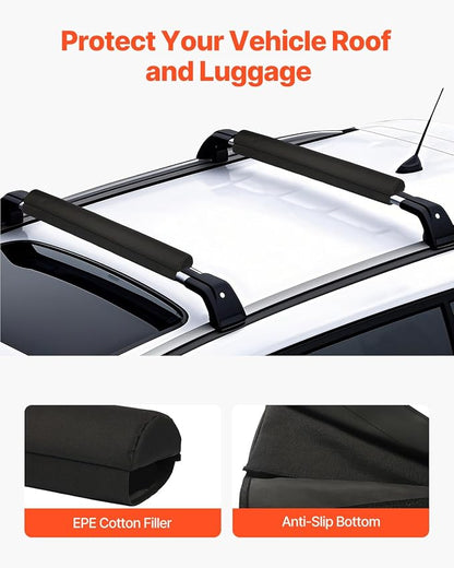 VEVOR Soft Roof Rack Pads, 28" Universal Car Roof Rack Pads for Various Crossbars, 88LBS Load Capacity Luggage Kayak Carrier with 2 Tie Down Straps for SUPs Canoes Snowboards Paddle Boards