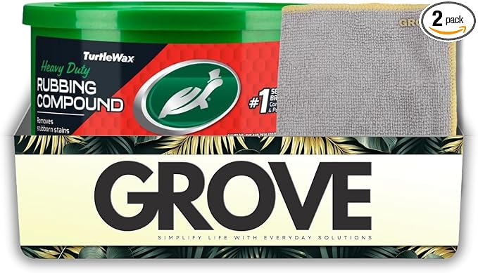 Turtle Wax Rubbing Compound 10.5 oz Bundle with Microfiber Cloth – Polishing Compound for Car Scratches and Surface Restoration – Gift Set (2 Items)