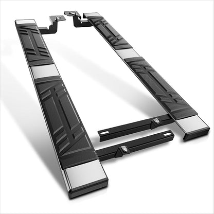 PM PERFORMOTOR 69" Running Boards Compatible with Nissan Rogue 2014-2020, Pair of Stainless Steel Side Rails Step Bars with 4 pcs brackets, Polished Chrome/Black