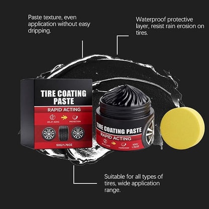 Car Tire Polishing Paste, UV Protection Tire Shine Coating Paste, Anti-Oxidation Restorer Cleaner with Sponge, Long Lasting Gloss for Auto Tires Maintenance