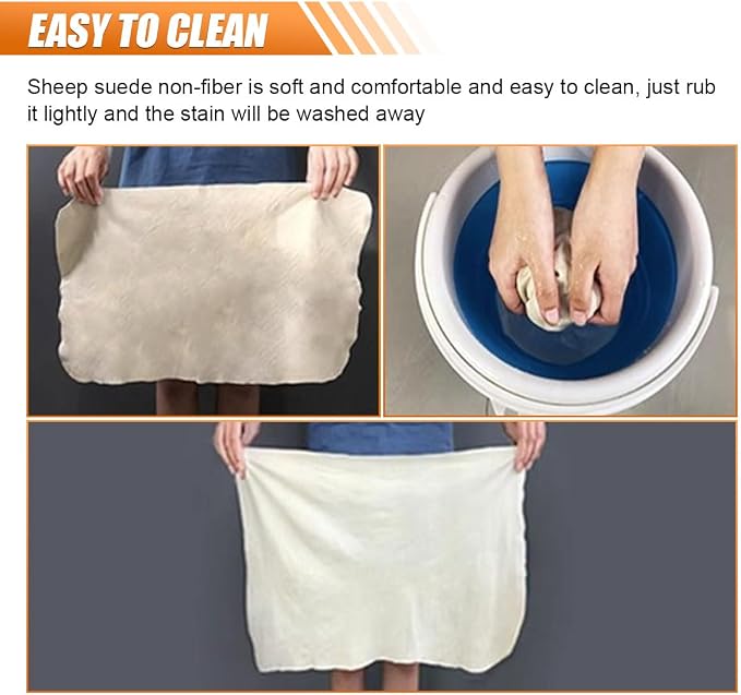Chamois Cloth for Car, Natural Shammy Car Drying Towel, 19.68'' X 19.68''(2.7 sq ft) Absorbent Fast Drying Cleaning Cloth for Car Wash, Glass, Paint Care, Mirrors, Windows (Square)