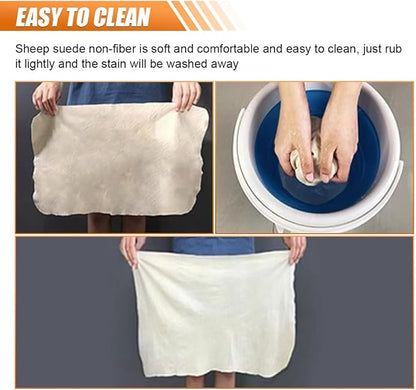 Chamois Cloth for Car, Natural Shammy Car Drying Towel, 19.68'' X 19.68''(2.7 sq ft) Absorbent Fast Drying Cleaning Cloth for Car Wash, Glass, Paint Care, Mirrors, Windows (Square)