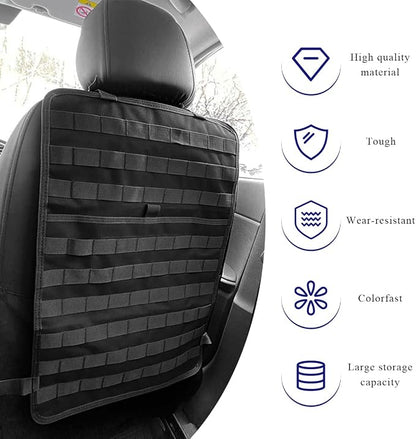 Sun Walker Car Seat Back Organizer, Sag Proof Nylon Vehicle Seat Back Tactical Panel Storage Bag, Universal Backseat Hanger Pad Modular Storage Organizer for Cars Trucks SUVs