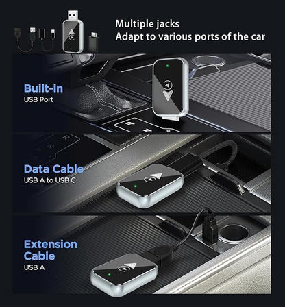 Wireless CarPlay Adapter 2-in-1 for Ford Bronco 2021 2022 2023 2024 2025, USB Design Plug and Play Bluetooth Fast Connection Car Accessories,B-USB+Type-c Extension Cable