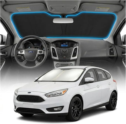 for Ford Focus Sun Shade Windshield Cover - Custom Fit Focus Accessories 2012-2018 Sunshade Foldable UV Protection & Heat Shield Sun Visor Accessories