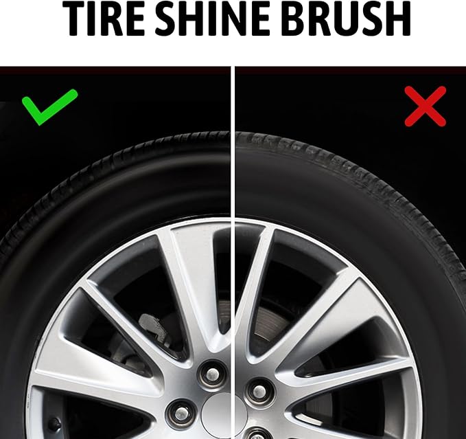 BABYSHEEP Car Tire Shine Applicator,Vegan Tire Shine Brush with Stand for Auto Detailing Cleaning Service,Black (2pc)