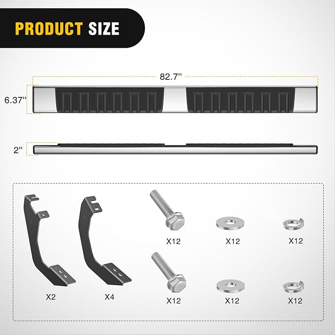 Nilight Running Boards for 2022 2023 2024 2025 2026 Toyota Tundra Crew Max Cab 4 Full Size Doors 6 Inch Stainless Steel Bolt-on Side Step Nerf Bars