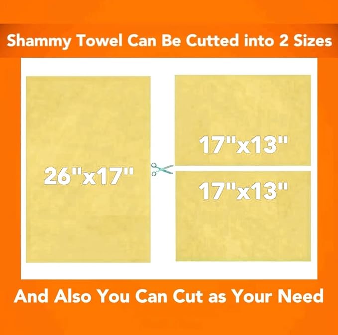 Premium Shammy Cloth for Car Drying - 1pk(26”x17”) - Super Absorbent Synthetic Chamois Towels for Car - Reusable Car Drying Shammy - Scratch-Free Car Drying Towel(Yellow)