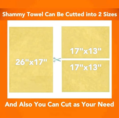 Premium Shammy Cloth for Car Drying - 2pk(26”x17”) - Super Absorbent Synthetic Chamois Towel - Reusable Car Drying Shammy - Scratch-Free Car Drying Towel(Yellow & Yellow)
