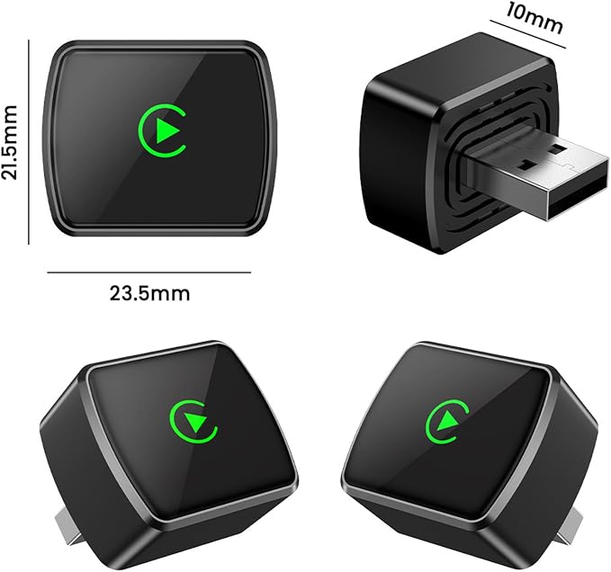 2 in 1 Wireless CarPlay Adapter for iPhone＆Android, Mini Wired to Wireless Adapter for CarPlay ＆ Android Auto, Plug and Play, Low Latency Auto-Connection, USB & Type-C