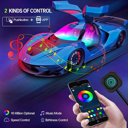 Dreamcolor Acrylic Interior Car Lights, WEBUPAR Car Accessories 6 in 1 Car LED Strip Lights with APP Control and 213 Modes, 175 inches 593 LEDs Fiber Optic Lights, RGB Neon Light Kits
