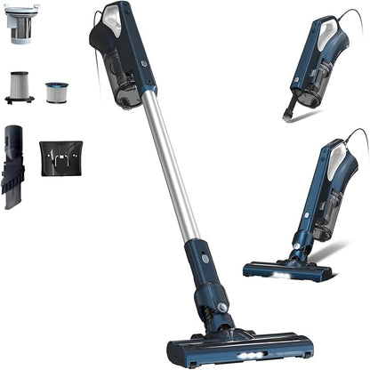 Corded Vacuum Cleaners For Home, 500W Powerful Suction With Dual HEPA Filters, LED Lights & 16.7ft Power Cord, One-Touch Release Dust Cup, Converts To Handheld Vacuum For Pet Hair Hard Floor (VA002)