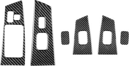Black Real Carbon Fiber Accessories Car Window Lift Switch Panel Kit Cover Interior Trim Sticker Decal for Toyota Corolla CE LE S 2003 2004 2005 2006 2007 2008/XRS 2005-2006 Sedan 6PCS -A