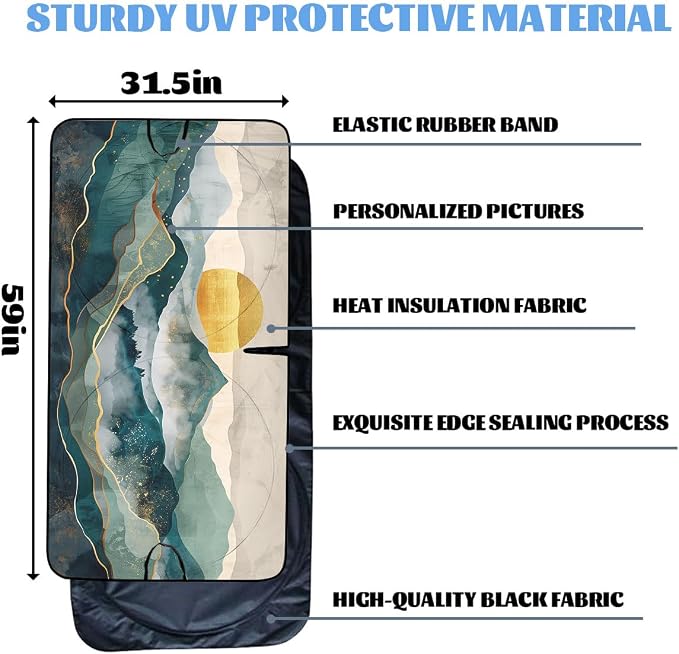 Argan Sun Car Windshield Sun Shade Mountain Land Heatshield Front Window Car Sun Shade Windshield Blocks UV Rays Sun Visor Protector for Car Sedan Truck SUV Accessories 59x31.5 Inch