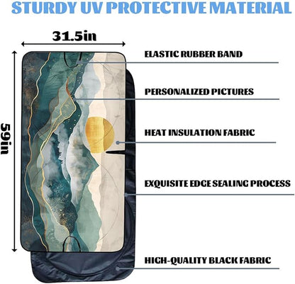 Argan Sun Car Windshield Sun Shade Mountain Land Heatshield Front Window Car Sun Shade Windshield Blocks UV Rays Sun Visor Protector for Car Sedan Truck SUV Accessories 59x31.5 Inch