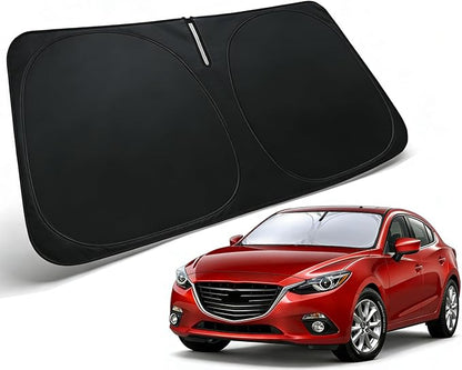 Windshield Sun Shade for 2014-2018 Mazda 3 Accessories, Car Front Window Sun Visor & Heat Shield | 240T Sunshade Protection Blocks UV Rays Keep Your Car Cooler