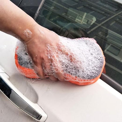 2 Pack Extra Thick Large Car Wash Sponge, Cleaning Sponge Multi-Purpose for Car, Household Cleaning, Bathroom, Kitchen, Bike, Boat (Green & Orange)