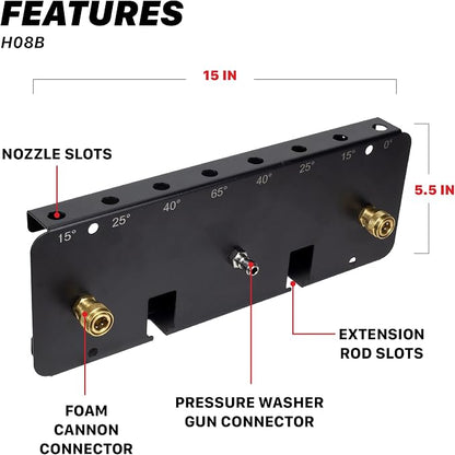 Maxshine Universal Foam Cannon Holder (2 Cannons, Blank) – Compatible with 1/4" Quick Connect – Wall-Mounted Organizer for Garage & Mobile Detailing – Holds Foam Cannons & Accessories – Metal Rack