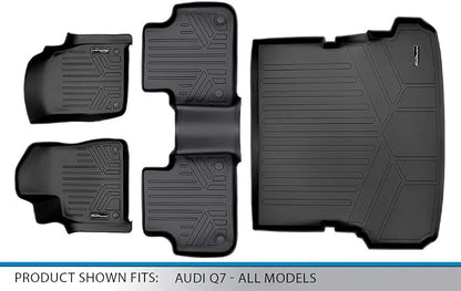 MAXLINER Custom Fit Floor Mats 2 Rows and Cargo Liner Behind 2nd Row Set Compatible with 2017-2025 Audi Q7 / SQ7