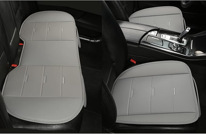 West Llama Bottom Seat Covers, Include 1 Pair Front Seat Protector and 1 Rear Seat Cover, Universal PU Leather Seat Covers for 90% Cars (Gray)