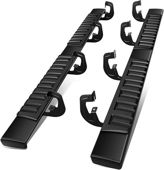 Auto Dynasty 6" Running Boards for Truck 2007-2019 Chevy Silverado GMC Sierra 1500 2500 3500 Crew Cab (Exclude Diesel), Aluminum Side Step Nerf Rail Bars, Black Powdercoated Bar