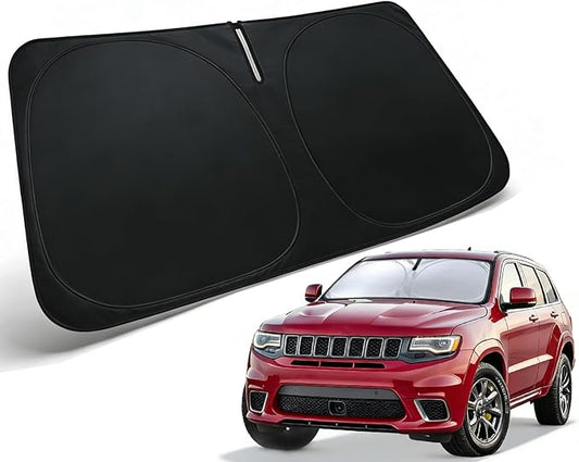 Windshield Sun Shade for 2011-2021 Jeep Grand Cherokee Accessories, Car Front Window Sun Visor Protector & Heat Shield | 240T Sunshade Protection Blocks UV Rays Keep Your Car Cooler