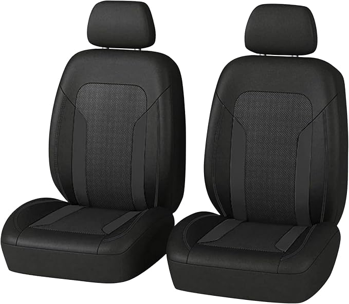 2 Pack Universal Car Seat Cover with Breathable Mesh Backrest,Comfortable Car Seat Protector with Foam Padding and Retaining Buckle,Highly Elastic Car Seat Covers Full Set (Black)