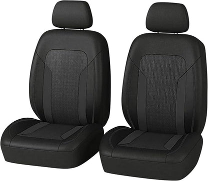 2 Pack Universal Car Seat Cover with Breathable Mesh Backrest,Comfortable Car Seat Protector with Foam Padding and Retaining Buckle,Highly Elastic Car Seat Covers Full Set (Black)