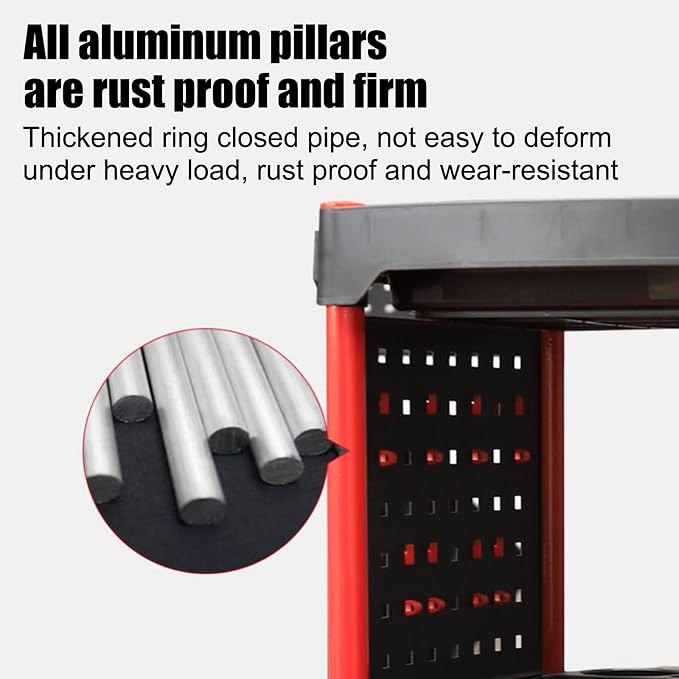 Car Detailing Cart Tool Organizer with 4 Pieces Side Hanging Plate & Hooks,for Mechanics & Detailers During Repairs Car Wash/Wax Detailing Cart-Updated