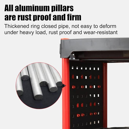 Car Detailing Cart Tool Organizer with 4 Pieces Side Hanging Plate & Hooks,for Mechanics & Detailers During Repairs Car Wash/Wax Detailing Cart-Updated