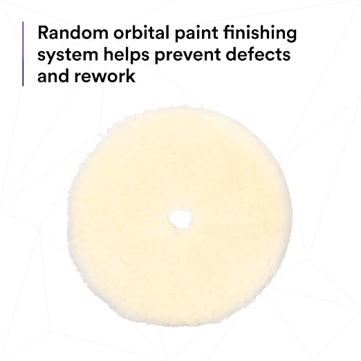 3M Perfect-It Random Orbital Coarse Wool Compounding Pad, 6"/150 mm, White, 34124, Orbital Pads for Automotive Compounding and Polishing
