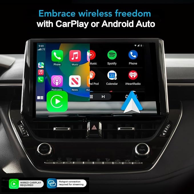 CarPlay Adapter 3-in-1 Wireless AI Smart Box for Apple iPhone and Android Auto for Factory Wired CarPlay Cars, Supports Netflix, ESPN, YouTube, HULU, Wired CarPlay Required
