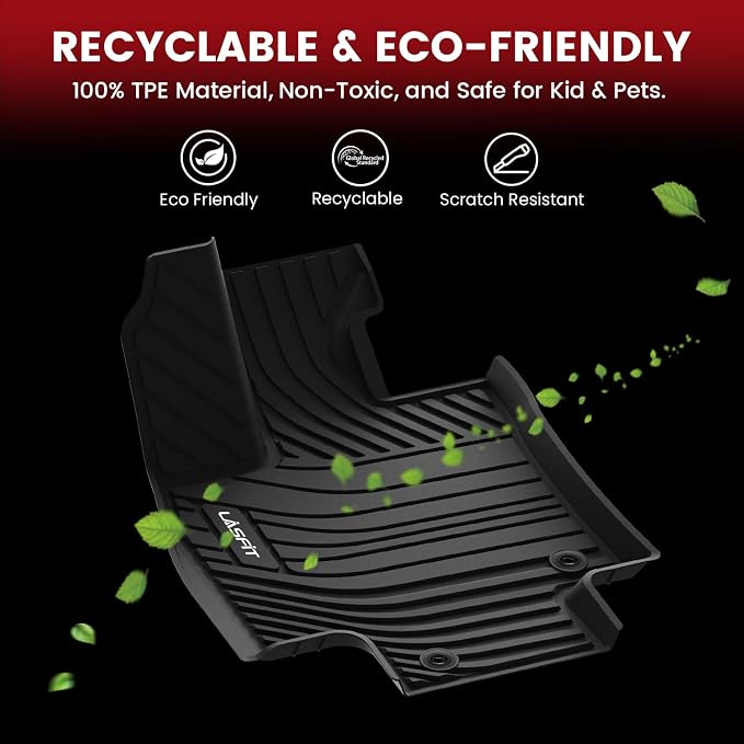 LASFIT Front Mats Fit for Tacoma 2016-2023 (Only Fit Auto Tran & 1st Row), Custom Fit All Weather Protection Durable TPE Floor Liners for 2024 2025 2026 Tacoma Accessories Front 1st Row Row Car Mats