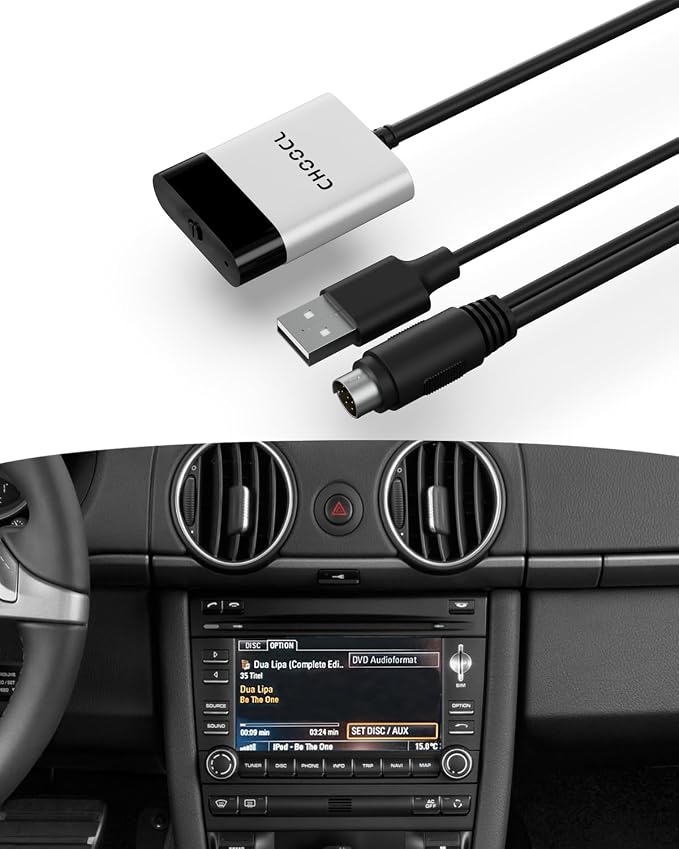 Bluetooth Car Adapter with iPod+USB Y Cable Work for Porsche PCM3.0 System, Bluetooth Adapter for Car Music with High-Definition aptX,aptX-LL,aptX-HD Audio Streaming (PCM3.0)