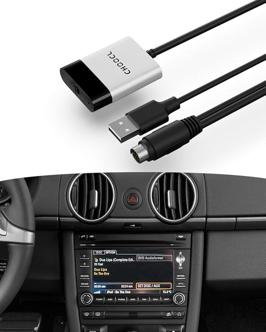 Bluetooth Car Adapter with iPod+USB Y Cable Work for Porsche PCM3.0 System, Bluetooth Adapter for Car Music with High-Definition aptX,aptX-LL,aptX-HD Audio Streaming (PCM3.0)