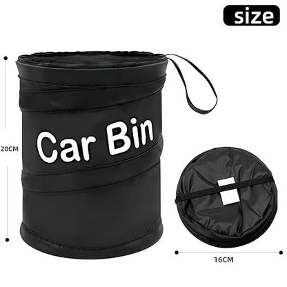 GiftNest Car Trash Can for Back Seat 1-Second Pop Up Foldable Leakproof 1 Gallon Car Garbage Bin with Hook and Loop Strap Waterproof Liner Car Garbage Bag Fits Cars, Home, Office
