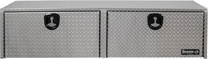 Buyers Products 1701556 Silver Aluminum Diamond Tread Topsider Truck Tool Box, 88x13x16 Inch, Made in USA, Professional Grade, Heavy Duty, Corrosion-Resistant, Dual Drop Doors, Compression Latch