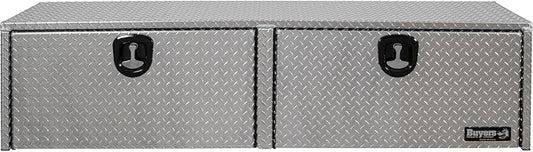 Buyers Products 1701556 Silver Aluminum Diamond Tread Topsider Truck Tool Box, 88x13x16 Inch, Made in USA, Professional Grade, Heavy Duty, Corrosion-Resistant, Dual Drop Doors, Compression Latch