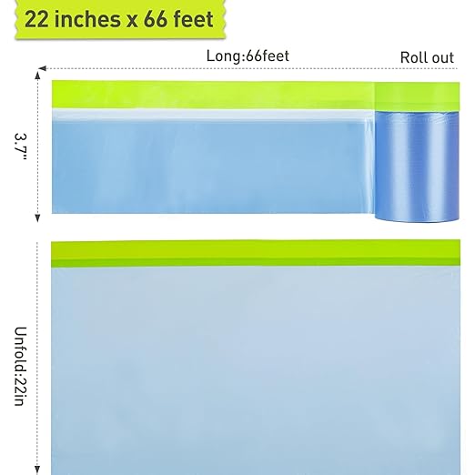 Tangibay Pre-Taped Masking Film for Painting - 22" x 66' Painters Plastic Sheeting with Automotive Paint Tape and Drape for Covering Cars, Walls, Windows and Furniture Protection (5 Rolls)
