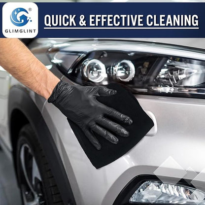 GLIMGLINT Black Microfiber Cleaning Cloth,150PK Reusable Cleaning Rags,Highly Absorbent Shop Rags Bulk,All-Purpose Car Cleaning Towels for TV Screen, Kitchen, Bathroom, Restaurant, Garage, 14"X12"