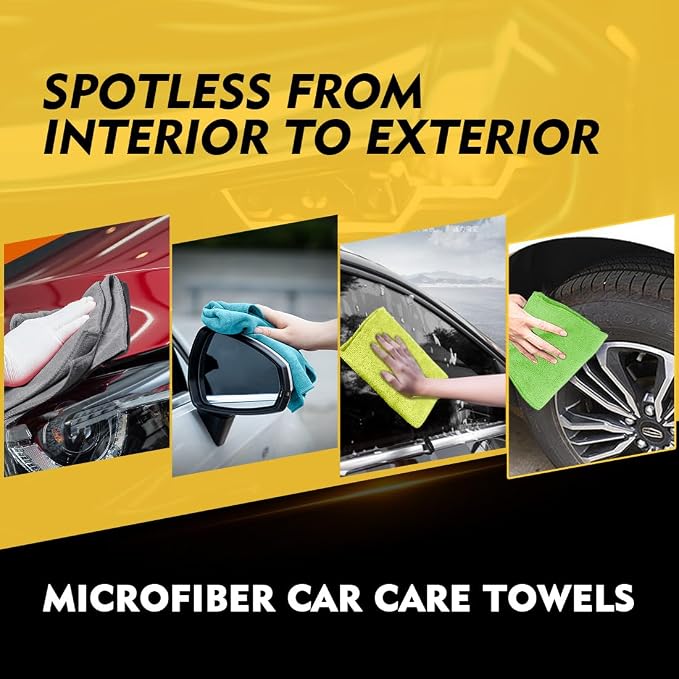 HOMEXCEL Microfiber Cleaning Cloth 6 Pack, 12.5 x 12.5 Inch Microfiber Towels for Cars, Ultra Absorbent Cleaning Rags, Lint Free Cleaning Towels for Household, Kitchen, Window, and Car, Multicolor