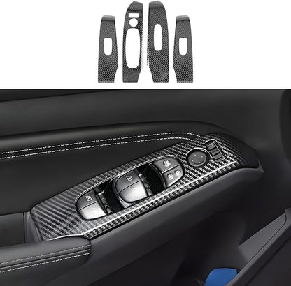Car Door Power Window Lift Switch Protection Decor Panel for Nissan Altima 2019 2020 2021 2022 2023 2024 2025 2026 Auto Interior Accessories Armrest Side Pull Handle Trim Cover Carbon Fiber Style Kit