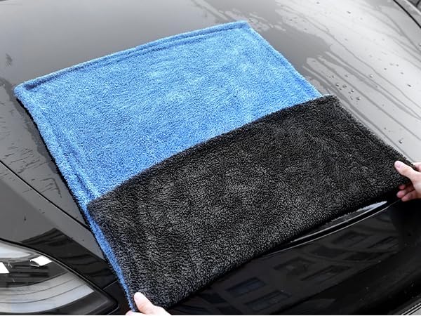 LIVOS Extra Large Car Drying Towel, 25" x 36" 1000GSM Microfiber Towels for Cars, Ultra-Absorbent Scratch-Free, No Streak, Professional Quick Dry Car Detailing Towel, Blue&Grey