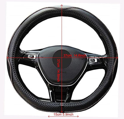 Mayco Bell Flat Bottom Steering Wheel Cover Anti-Slip,Safety,Soft,Breathable,Durable,Full Surround,Comfortable Grip Microfiber Leather (D Shape, Black Gray)