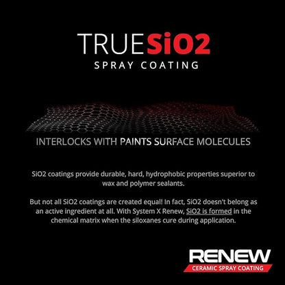 System X Renew Ceramic Spray Coating - Ultra Hydrophobic DIY Ceramic Nano Coat - Super Slick Finish & Feel - Superior to Wax & Polymer Sealants - 9+ months of True SiO2 Paint Protection (16.9 FL OZ)