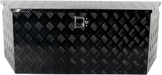 49''Inch Aluminum Trailer Tongue Tool Box Truck Bed Toolbox Truck Trailer Chest Box Underbody Storage Organizer Waterproof Square Storage Organizer w/Lock & Keys Black(‎49" Lx15 Wx18.5 H)